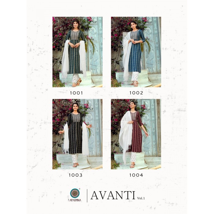Aradhna Avanti Vol 1 Weaved Cotton Embroidery Kurtis